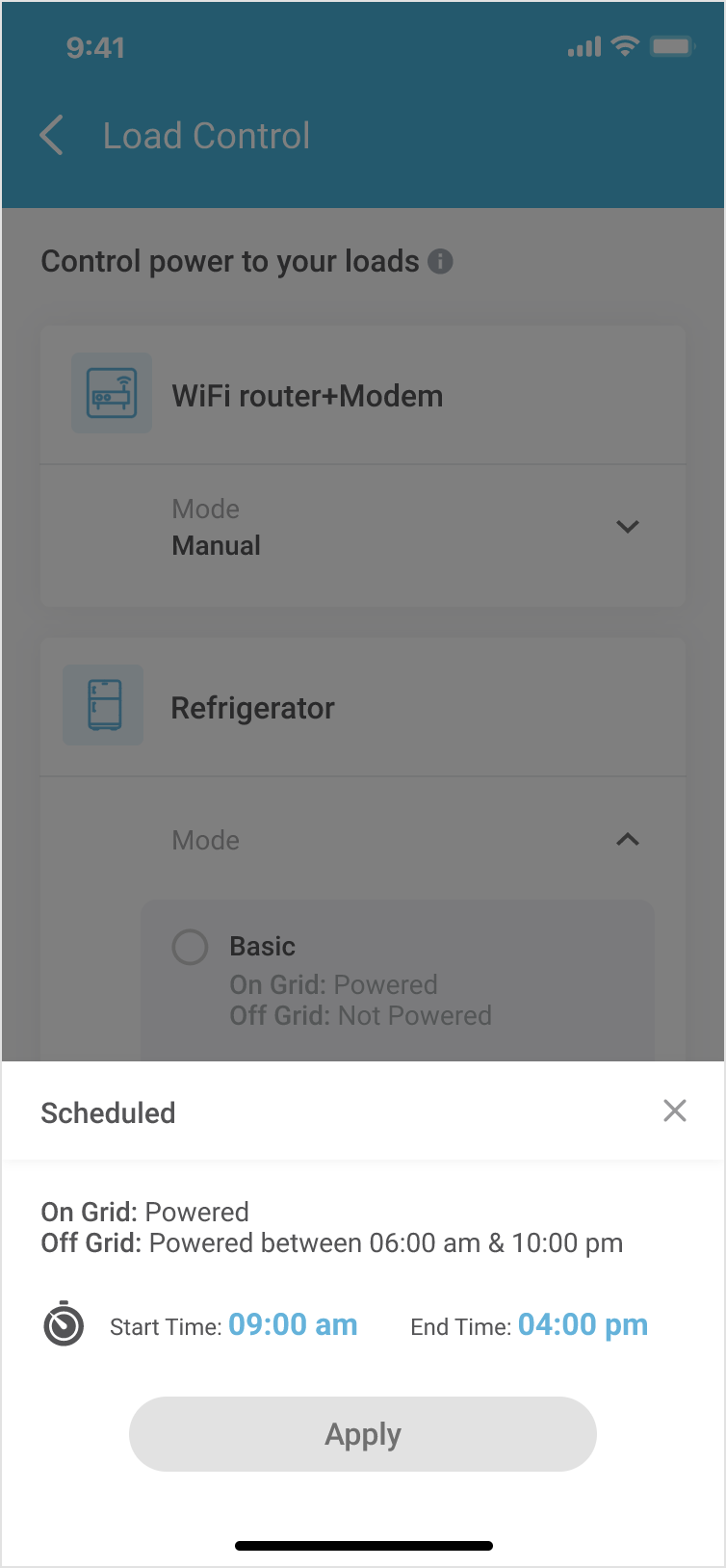 Enphase app load control feature snaphsot