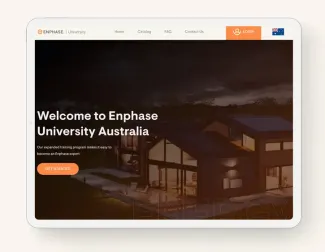 Enphase University home page on an iPad tablet