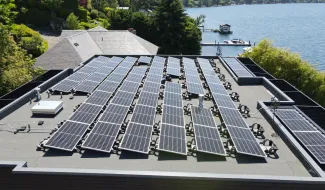 Solar array on flat roof