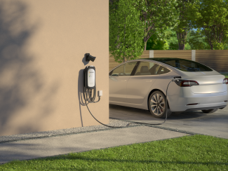 Tesla charging in Driveway with Enphase EV charger